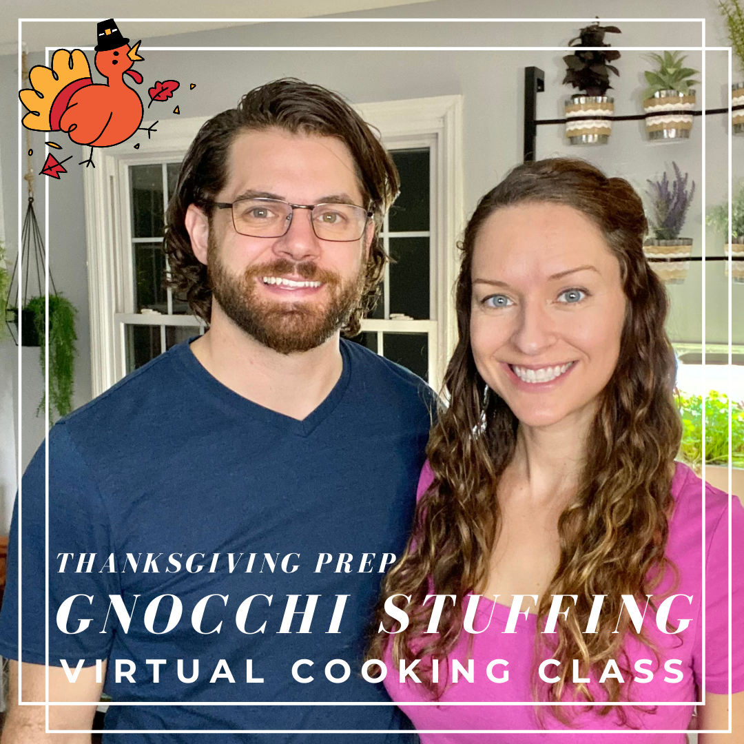 Gnocchi Stuffing Virtual Cooking Class Thanksgiving Prep by Elena McCown, LLC a health coach in Franklin, TN with gluten free and dairy free recipes